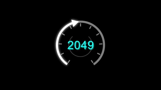 Counting clock icon animation. Counting years from 2026 to 2078 animation. and creating a stunning animation 4k animation .