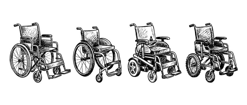 wheelchair , chalk texture vector set