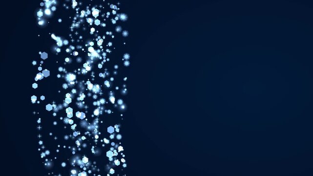 A premium 4K motion background featuring 5 distinct glowing particle shapes: stars, crosses, hexagons, diamond sparkles, and smooth dots in Colorful hues. Ideal for luxury event screens, cinematic