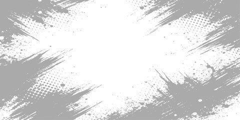 Abstract black grunge background featuring a dark ink splash texture with a dirty paint splatter design and floral vector pattern border illustration © hossain