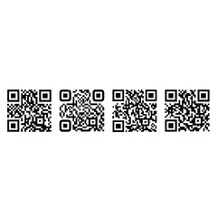 Fototapeta premium Four black and white qr codes in a row on white background