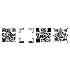 Fototapeta premium Deformed qr codes with geometric shapes on white background