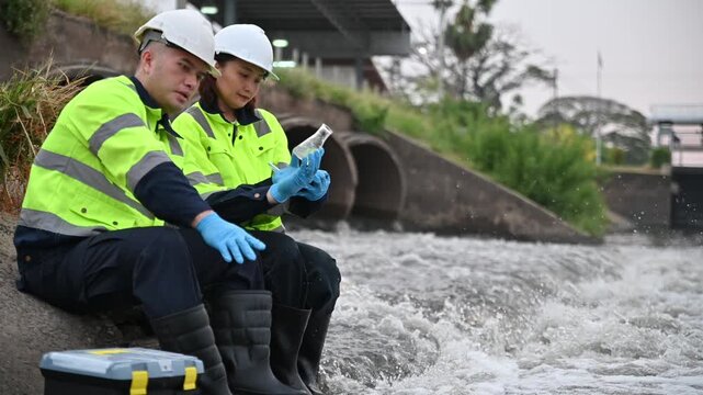 Scientists are investigating contaminants in water flowing from pipes into natural rivers.