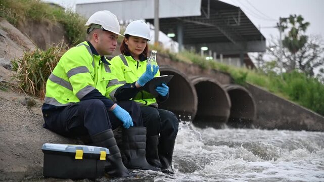 Scientists are investigating contaminants in water flowing from pipes into natural rivers.