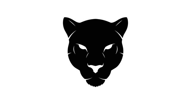 Black Panther Head Facing Forward Silhouette.