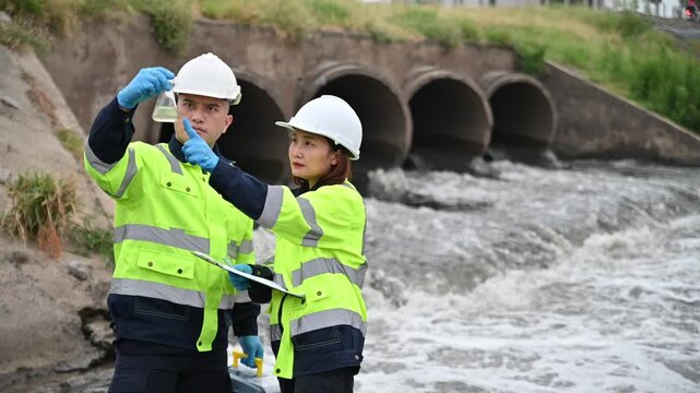 Environmental experts are investigating for contaminants in the water flowing from pipes into natural rivers.