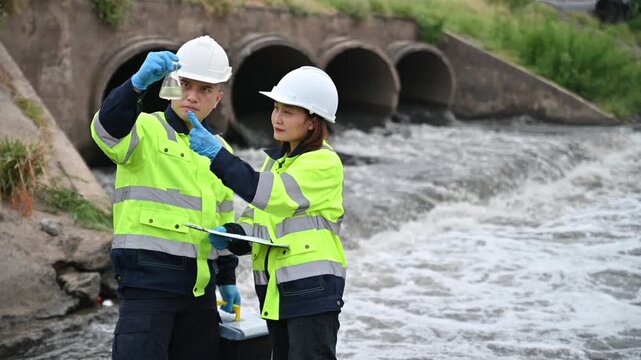 Environmental experts are investigating for contaminants in the water flowing from pipes into natural rivers.