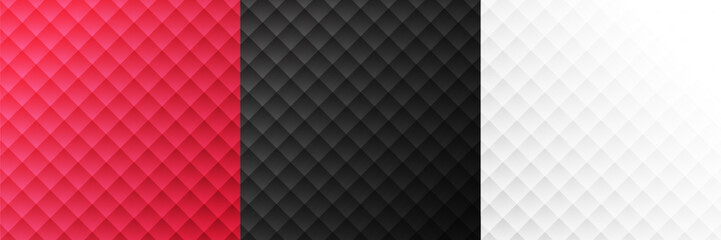 Naklejka premium Luxury Abstract Geometric Diamond Pattern Set. Premium Quilted Texture Background in Black, White, and Red. Vector Illustration