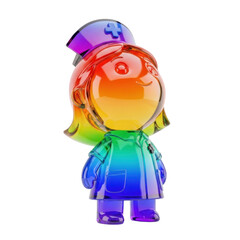 Naklejka premium Rainbow-colored nurse figurine with smiling face