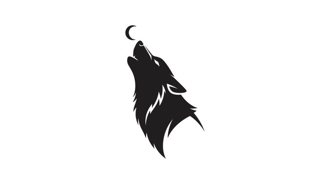 Wolf Howling at the Moon Silhouette.