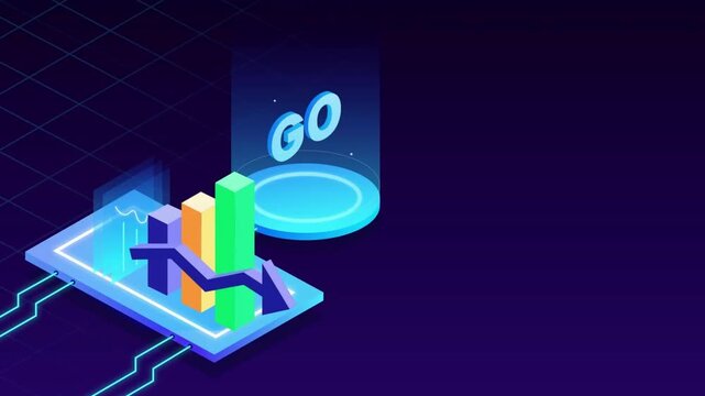3d concept illustration of an abstract background with glowing neon lights and vector alphabet letters for a new technology business web design