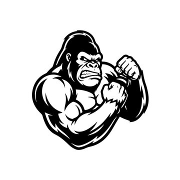 Strong Gorilla Illustration with Muscular Physique.