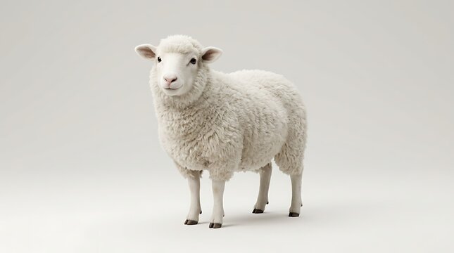 White sheep standing against a plain background studio shot livestock