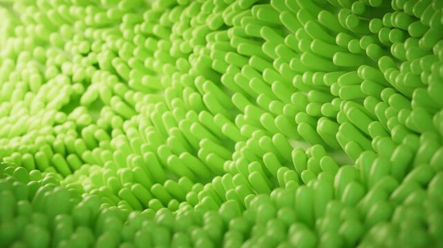Abstract green round tunnel with villus details, 3d rendering.
