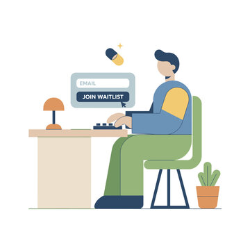 Person Working at Computer Waiting List Screen.