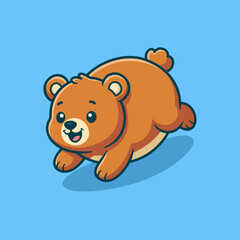 Cute Bear Cub Jump Run Cartoon Vector Art, Illustration and Graphic © Mohammad