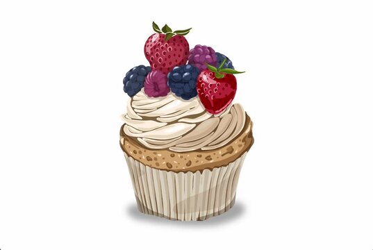 motion graphics of a strawberry cupcake