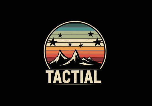 Classic circular logo for tactical gear featuring a combat skull with gas mask and crossed rifles illustration