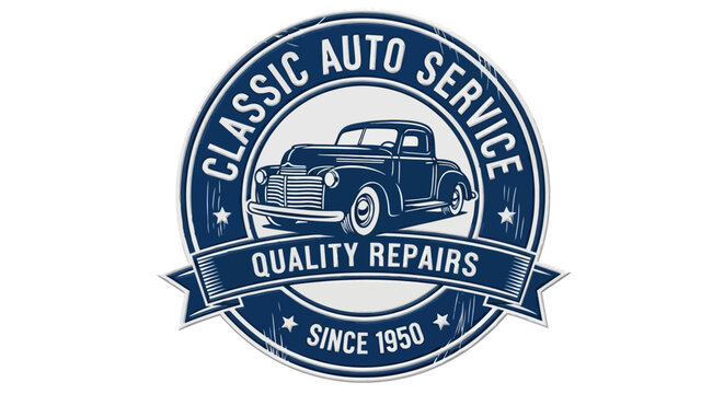 Classic Auto Service Quality Repairs Since 1950 Emblem Logo