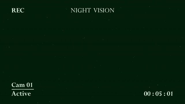 Night Vision Camera Recording Overlay with REC Indicator and Timecode, Cam ID Display Minimal Surveillance UI