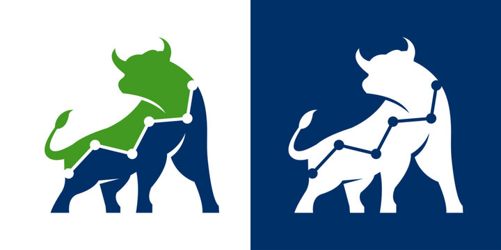 Financial bull logo design. Trade Bull Chart, finance logo. Business productivity finance economy logo icon.