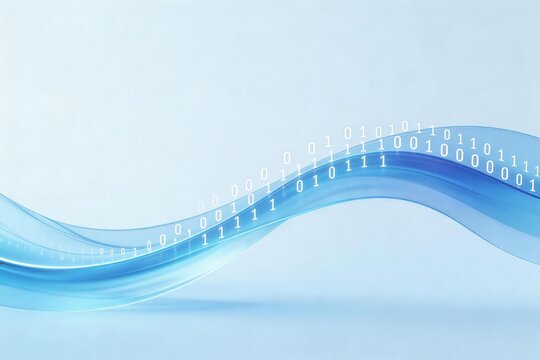 Blue wave with binary code