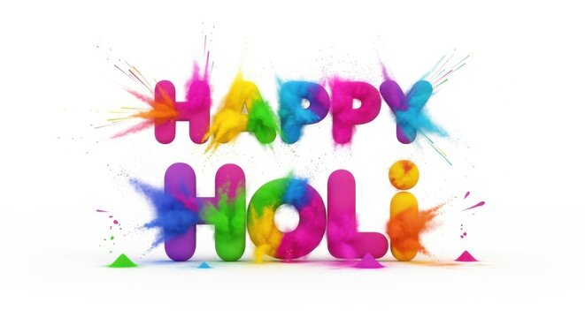 Colorful Happy Holi Celebration with Bright Powder Splashes