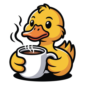 cup of coffee and croissant yellow river duck