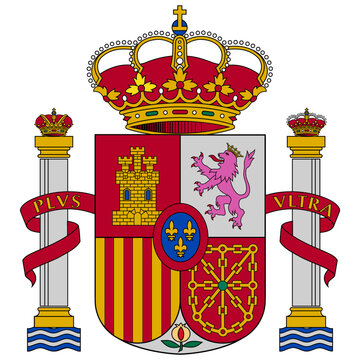 coat of arms national flag of Spain vector isolated