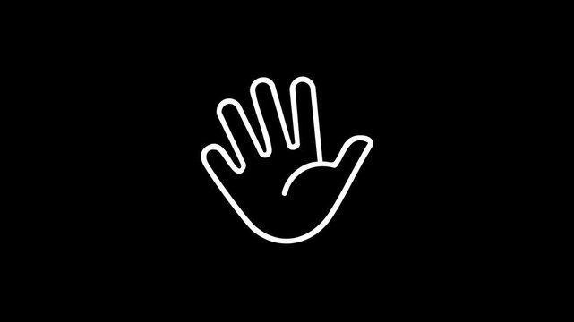 Welcoming Hand Wave Animation. Animated Waving Hand Outline Icon. Waving Hand Gesture Animation. 