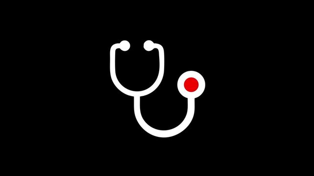 Stethoscope Line Icon Animation, Medical Diagnostic Pictogram. Doctor Diagnostic Icon. Healthcare Diagnostic Pictogram Animation.
