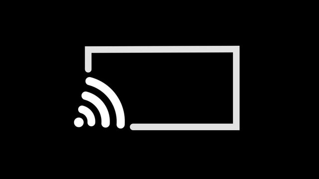 Screen Cast Thin Outline Icon Animation. Cast App Icon Animation, Wireless Internet and Screen Cast Logo Design.