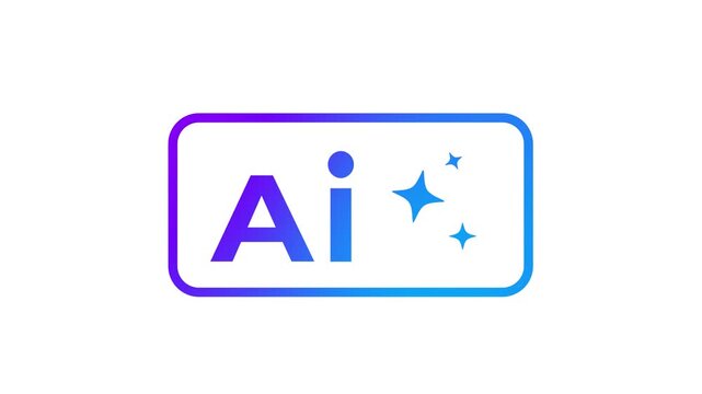AI Generate Logo Button. Generative AI Logo Button Animation, Artificial Intelligence Motion Graphic. AI Logo Button Animation, Machine Learning Generation Process Concept.