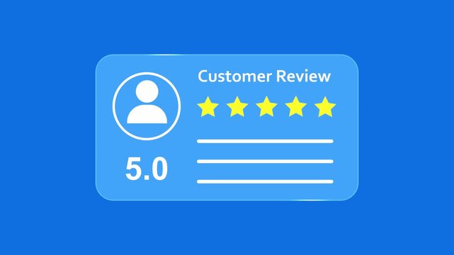 Animated Customer review online 5.0 Star rating, bad negative product review, infographics Icon