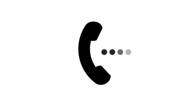 Phone Call Waiting Icon with Dots. Telephone Receiver with Loading Indicator. Incoming Call Connection Symbol Design.
