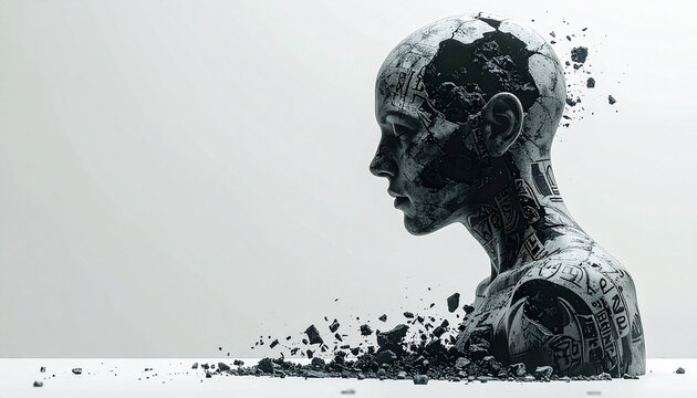 Fragmented Human Identity Disintegration Concept 人体崩壊とアイデンティティの分解コンセプト