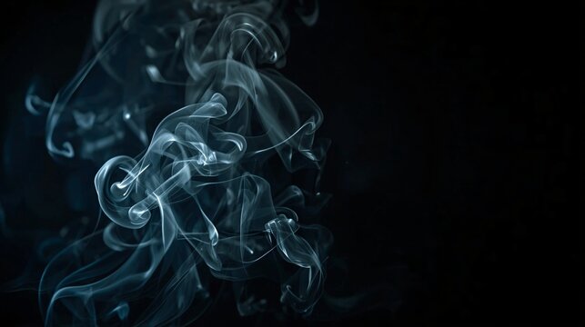 Dark Smoke Tendrils on Black Background.