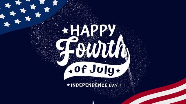 4th july text celebrating independence day on a greeting footage. Suitable for festive designs, invitations, and patriotic celebrations.