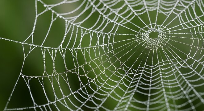 Spider web covered in dew