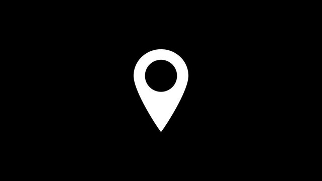 Location Pin Icon on Black Background. Map Marker Symbol Minimal Line Design. GPS Navigation Pinpoint Icon.