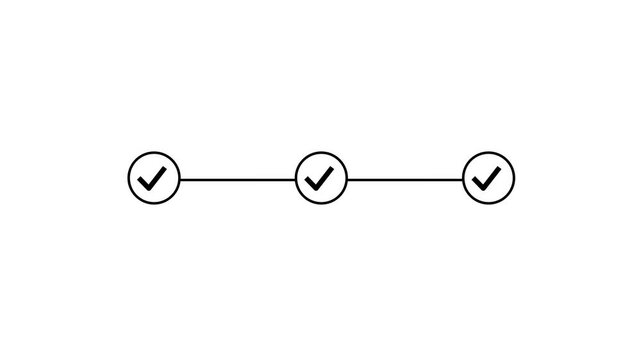 Step Progress Line with Checkmarks Completion Stages. Workflow Progress Indicator with Completed Steps. Task Completion Timeline with Check Icons.