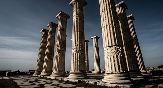 Ancient marble columns in samothrace greece