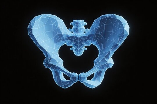 Blue polygonal pelvis bone structure