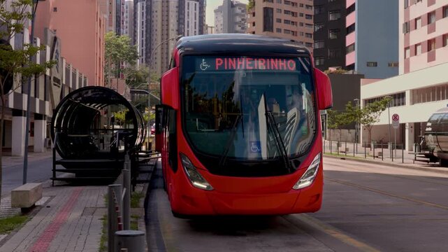 Curitiba capital city center and the sustainable BRT bus solution in Curitiba South Brazil