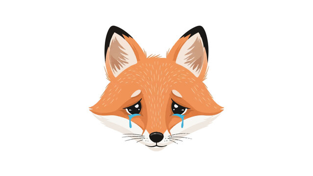 Sad orange fox face closeup emoticon.