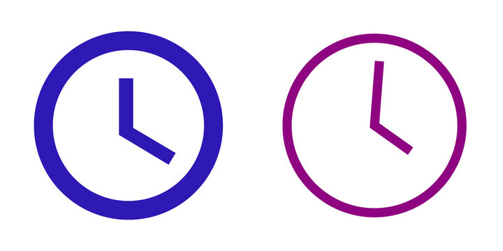Clock icon set with hour and minute hands isolated on transparent background