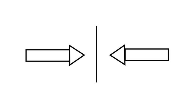 Arrow icon set progressing through animation frames on white background