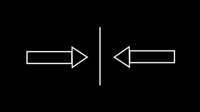 Arrow icons with rectangular frames progression sequence on black background