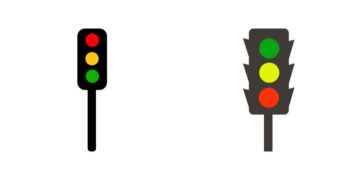 Traffic Light Icon Set with Red, Yellow, and Green Signals isolated on transparent background