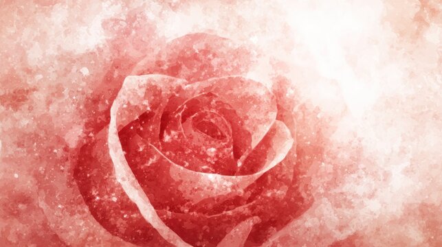 Close up of a single red rose soft focus artistic watercolor style